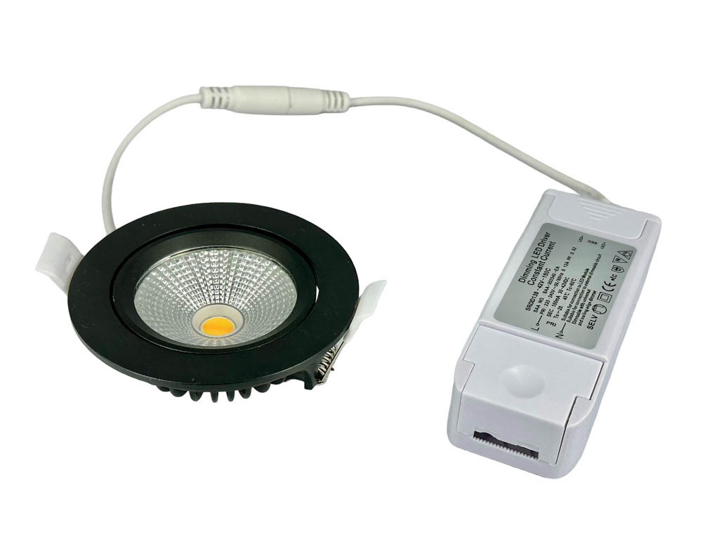 Led inbouwspot dimbaar 230 volt 5 watt 510 lumen zwart 2700k