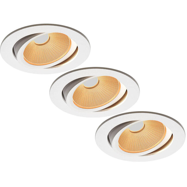 Set van 3 Witte Inbouw Ledspot Oslo, 6 Watt, Dim to Warm Wit IP44