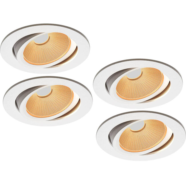 Set van 4 Witte Inbouw Ledspot Oslo, 6 Watt, Dim to Warm Wit IP44