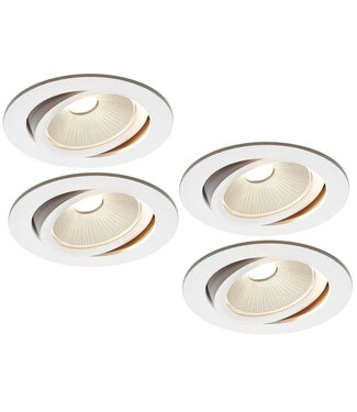 Set van 4 Witte Inbouw Ledspot Oslo, 6 Watt, Dimbaar Warm Wit IP44