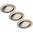 Set van 3 Rvs kleur Inbouw Ledspot Oslo, 6 Watt, Dimbaar Warm Wit IP44