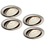 Set van 4 Rvs kleur Inbouw Ledspot Oslo, 6 Watt, Dimbaar Warm Wit IP44