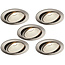 Set van 5 Rvs kleur Inbouw Ledspot Oslo, 6 Watt, Dimbaar Warm Wit IP44