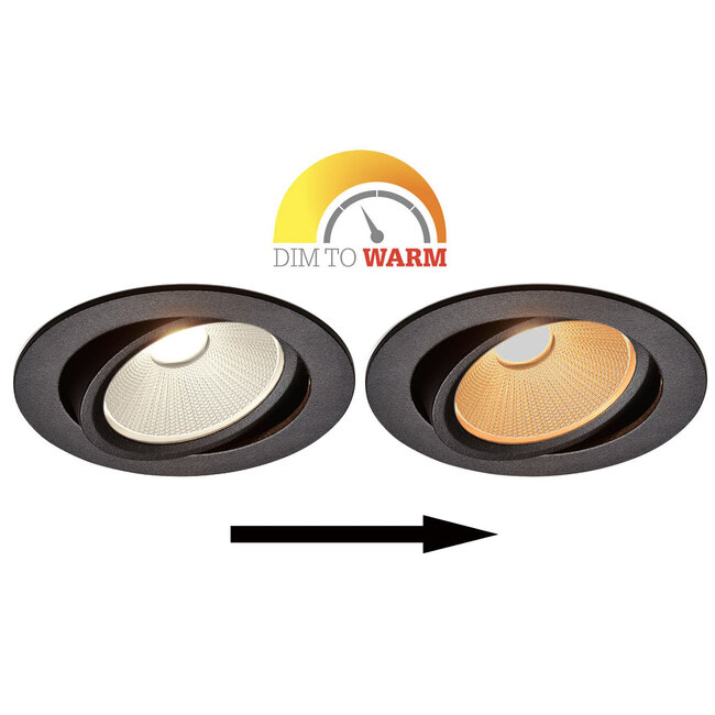 Set van 5 Zwarte Inbouw Ledspot Oslo, 6 Watt, Dim to Warm Wit IP44