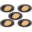 Set van 5 Zwarte Inbouw Ledspot Oslo, 6 Watt, Dim to Warm Wit IP44