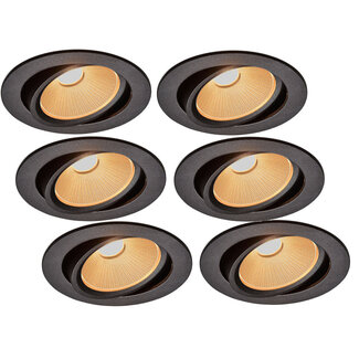 Set van 6 Inbouw Ledspot Oslo, 6 Watt, Dim to Warm Wit, IP44