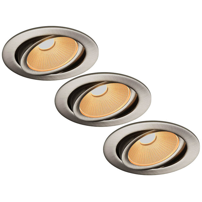 Set van 3 Rvs Inbouw Ledspot Oslo, 6 Watt, Dim to Warm Wit IP44