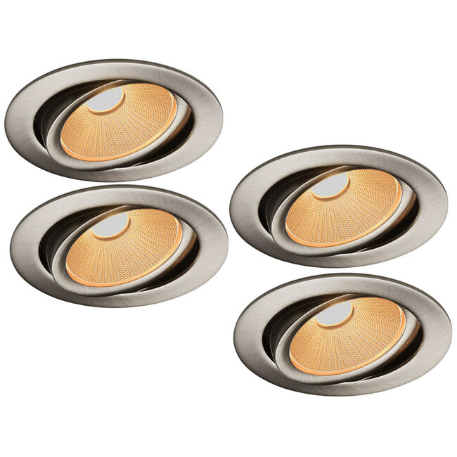 Set van 4 Rvs Inbouw Ledspot Oslo, 6 Watt, Dim to Warm Wit IP44