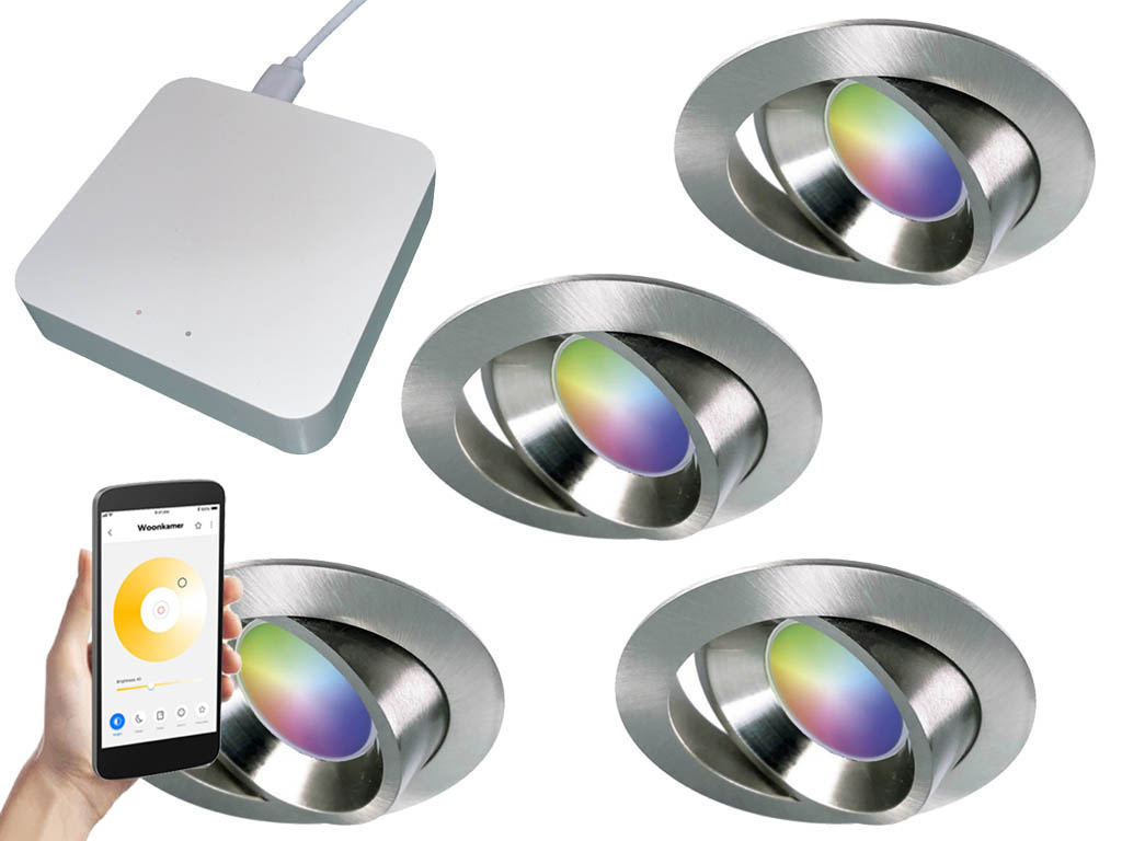 Starterset Smartverlichting : 4x Kleuren inbouw spots met Bridge