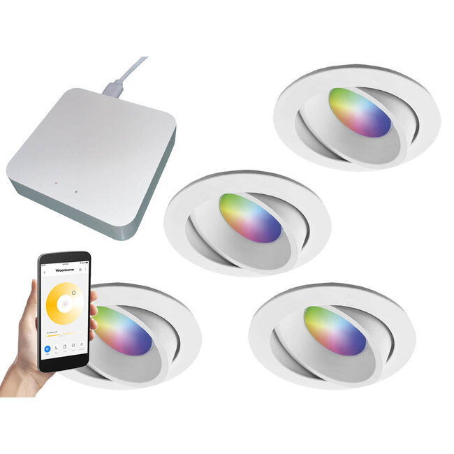 Starterset Smartverlichting :  4x Kleuren inbouw spots met Bridge