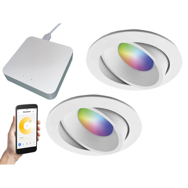 Starterset Smartverlichting :  Kleuren inbouw spots met Bridge
