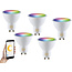 5 stuks  Dimbare RGB / Warmwitte ledspot GU10 fitting, Hue en Zigbee Compatibel
