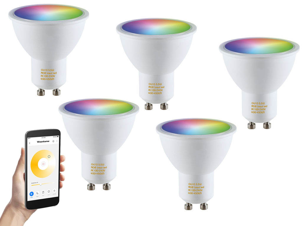 5 stuks Ledspot GU10 fitting, Hue en Zigbee Compatibel