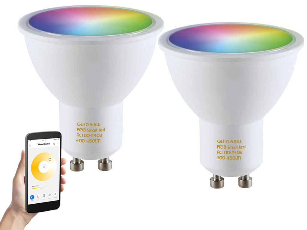 2 stuks Ledspot GU10 fitting, Hue en Zigbee Compatibel