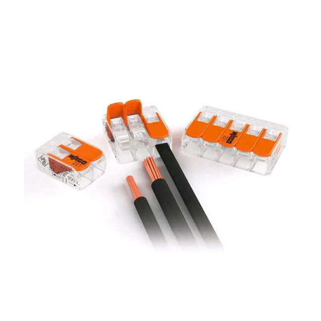 Set Installatiedraad  5 m blauw, zwart  met set Wago Lasklemmen