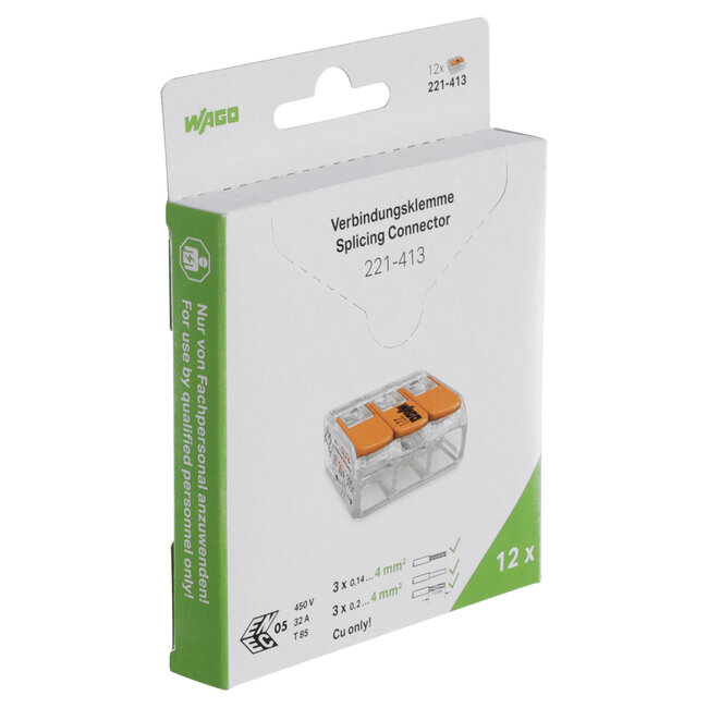 Wago Wago lasklem 3-polig - 4 mm - transparant-oranje, 12 stuks