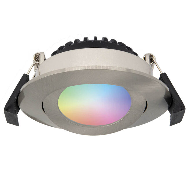 Smart Inbouw Ledspot Bali RVS, RGB en warm Wit.