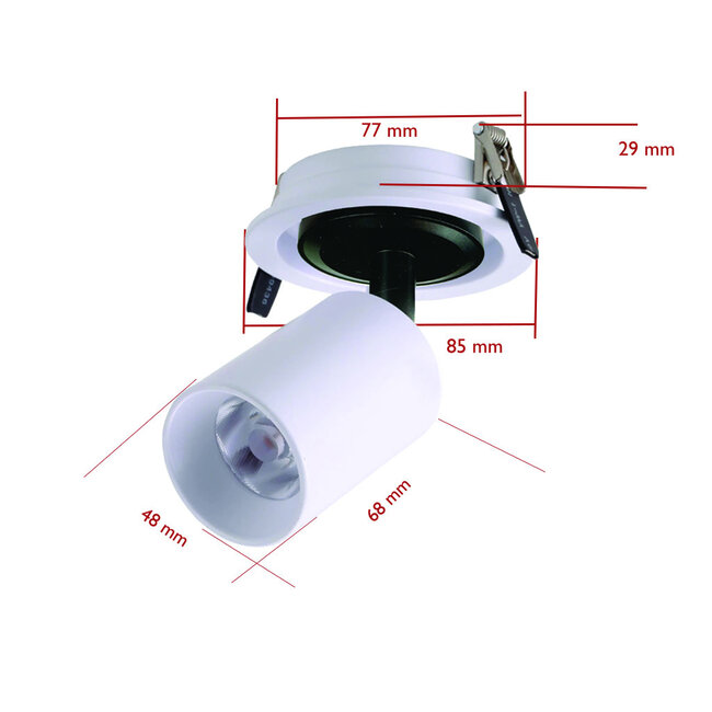 Set van 6, Dimbare inbouw led spot Rotterdam, 360 graden richtbaar. Wit