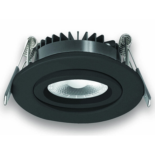 Set van 3 Inbouw Ledspot Dublin Zwart, 6 Watt, Dimbaar Warm wit licht  IP44