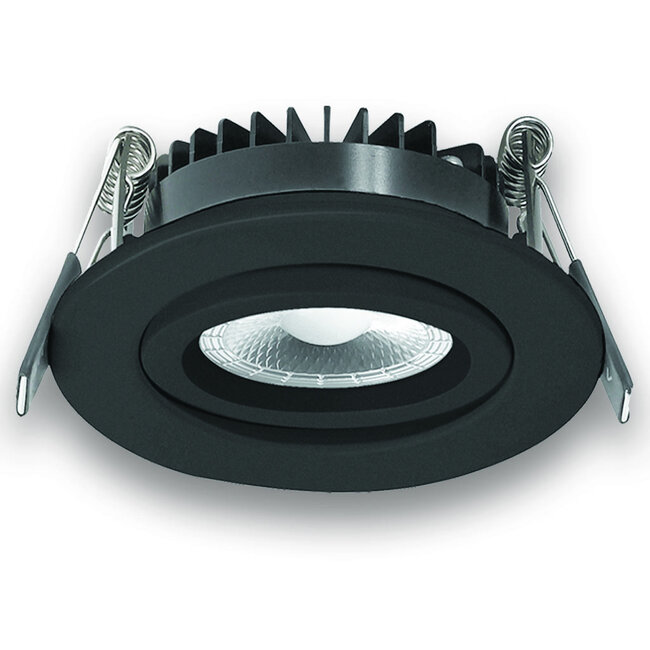 Inbouw Ledspot Dublin Zwart, 6 Watt, Dimbaar Warm wit licht  IP44
