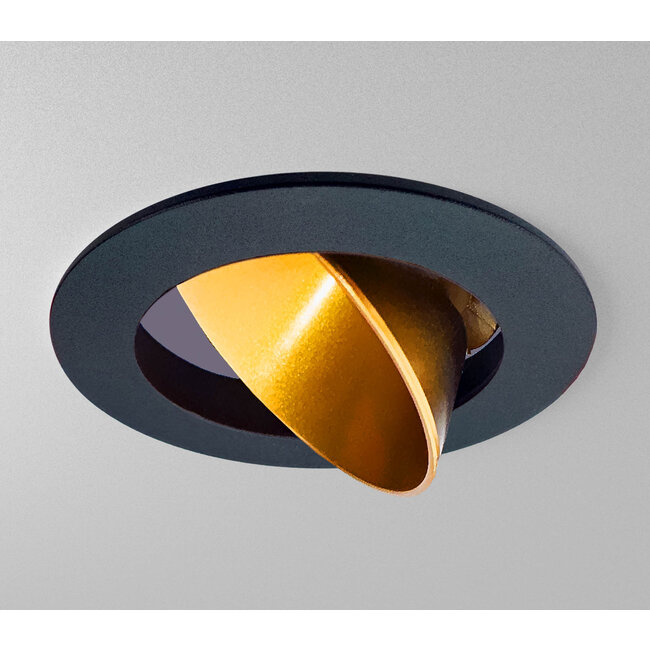 Set van 6 zwart met goudkleur Inbouw Ledspot Aruba, 5 Watt