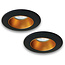 Set van 2 Zwart met goudkleur Inbouw Ledspot Aruba, 5 Watt