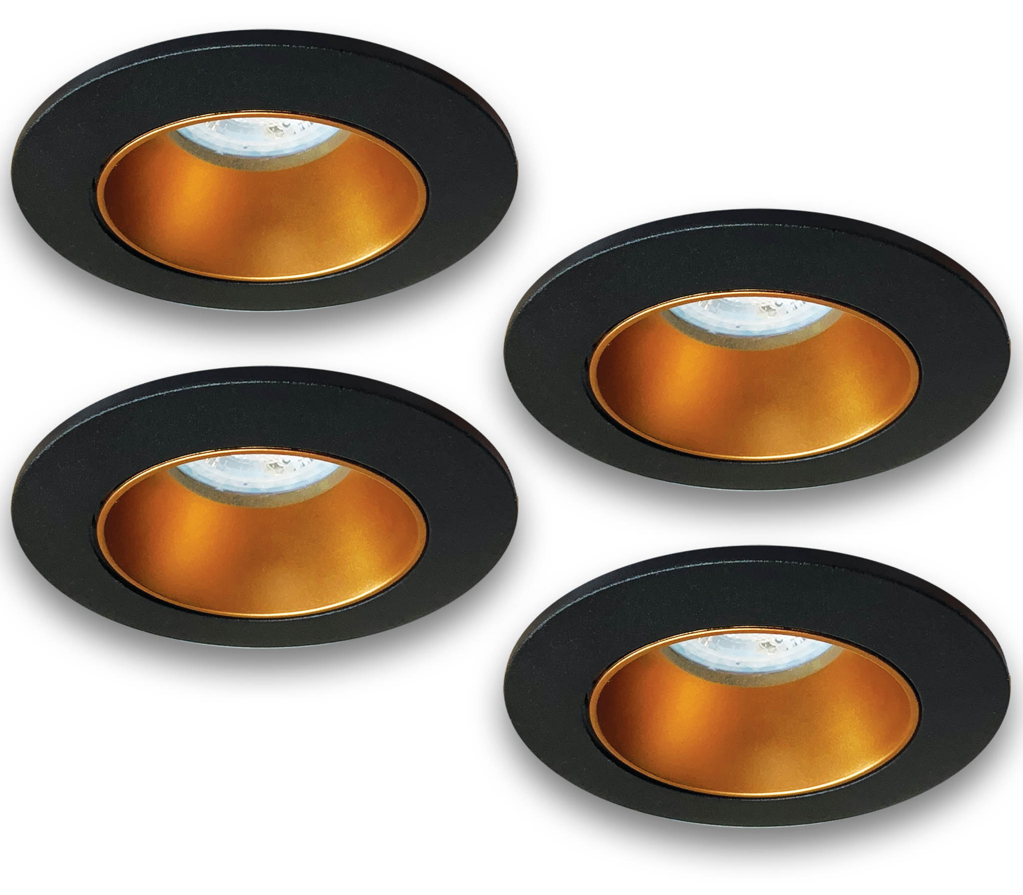 Set van 4 Zwart met goudkleur Inbouw Ledspot Aruba, 5 Watt