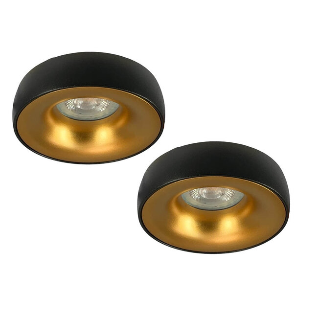 Set van 2 zwart met goudkleur Inbouw Ledspot Samos, 5 Watt