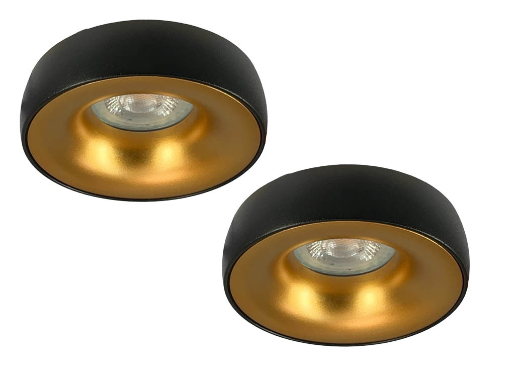 Set van 2 zwart met goudkleur Inbouw Ledspot Samos, 5 Watt
