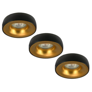 Set van 3 zwart met goudkleur Inbouw Ledspot Samos, 5 Watt