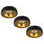 Set van 3 zwart met goudkleur Inbouw Ledspot Samos, 5 Watt