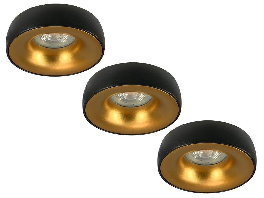 Set van 3 zwart met goudkleur Inbouw Ledspot Samos, 5 Watt