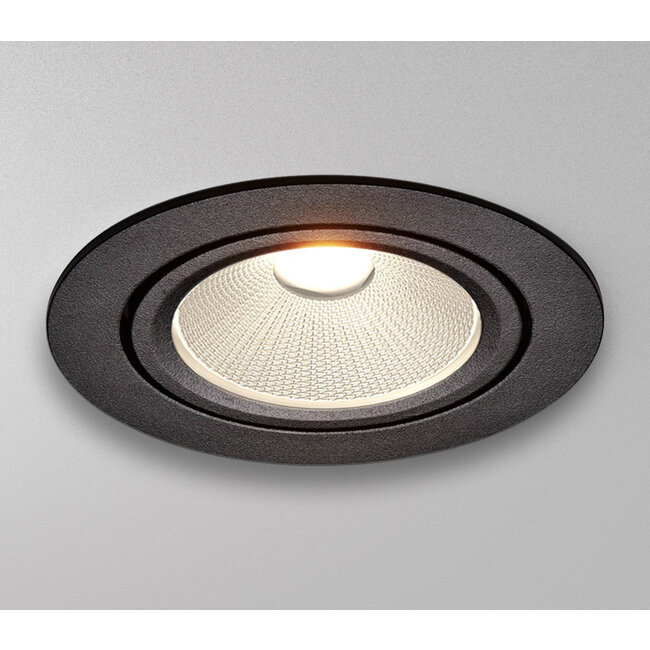 Zwarte Inbouw Ledspot Oslo, 6 Watt, Dimbaar Warm Wit IP44