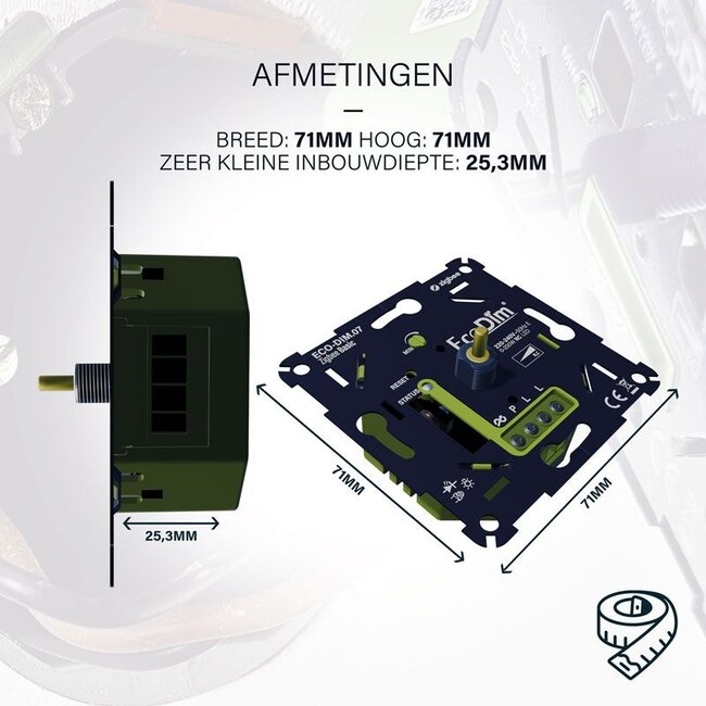 Ecodim Zigbee - Led dimmer Basic druk/draai 0-200W - Philips Hue compatibel