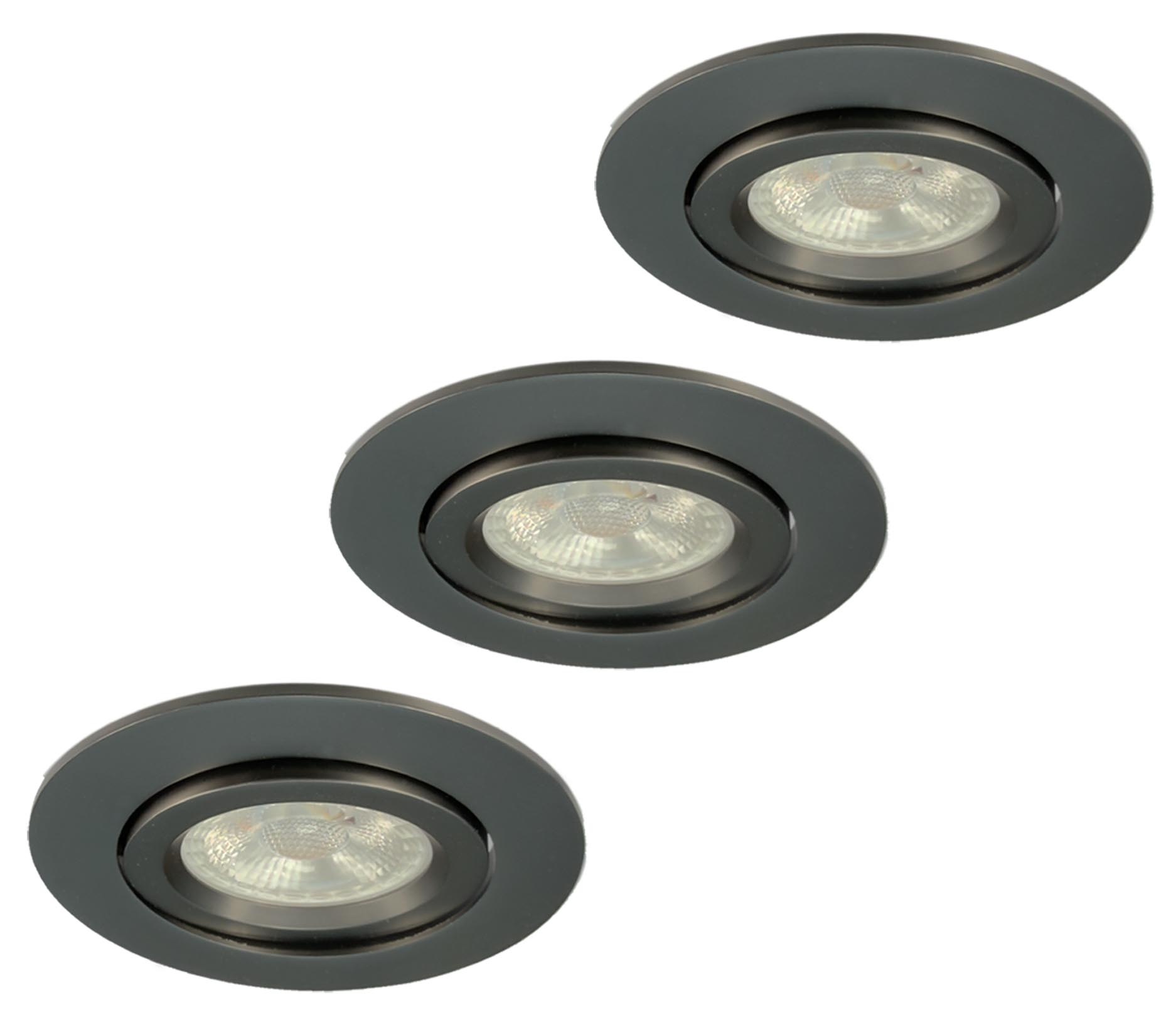Set van 3 Inbouw Inbouw Ledspot Dublin, Gun Metal, 6 Watt, IP44