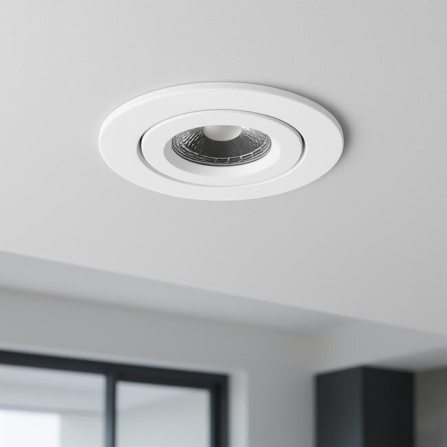 Inbouw Ledspot Dublin Wit, 6 Watt, Dimbaar Warm Wit IP44, Witte uitvoering