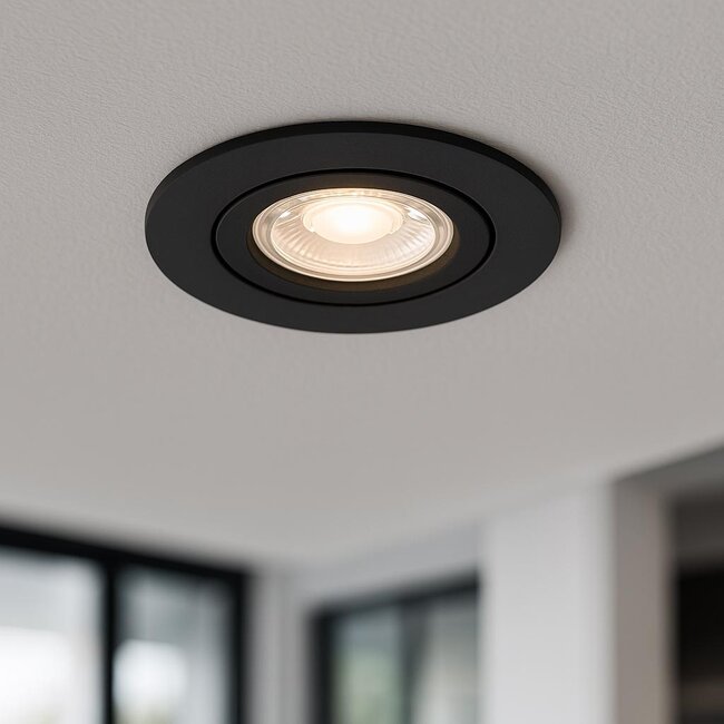 Inbouw Ledspot Dublin Zwart, 6 Watt, Dimbaar Warm wit licht  IP44