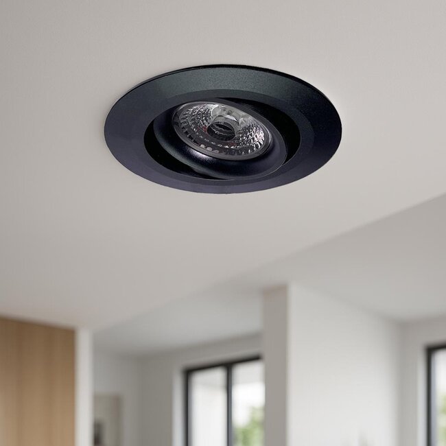 Inbouw LEDspot Parijs, Warm wit licht, dimbaar, 8 Watt, kantelbaar, Zwart