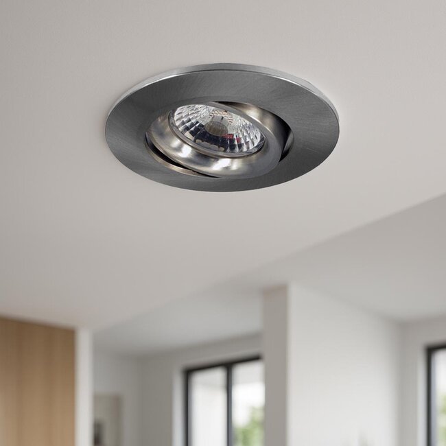 Inbouw LEDspot Parijs, Warm wit licht, dimbaar, 8 Watt, kantelbaar, RVS