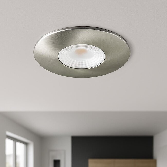 Set van 6 Cabinet Led Inbouwspots warm wit, in rvs kleur IP44, dimbaar