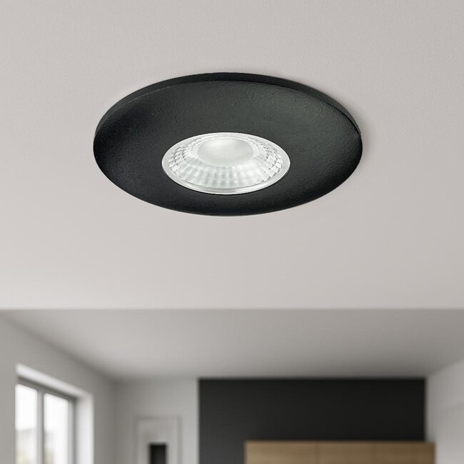 Set van 2 Cabinet Led Inbouwspot warm wit, zwarte uitvoering IP44, dimbaar