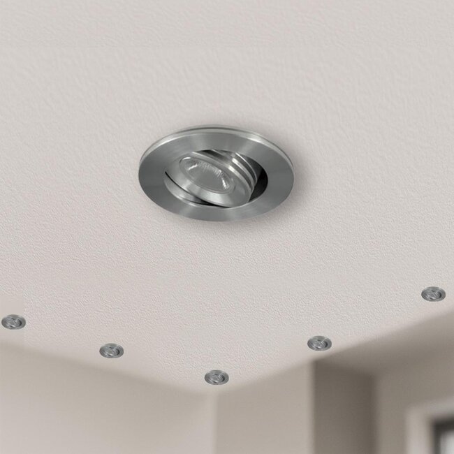 Dimbare mini inbouwLEDspot, warm wit, 1x3W Kantelbaar IP44