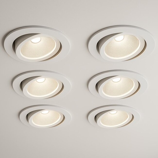 Set van 6 Witte Inbouw Ledspot Oslo, 6 Watt, Dimbaar Warm Wit IP44