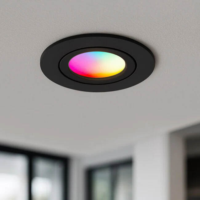 Smart Inbouw Ledspot Bali Zwart, RGB en warm Wit.