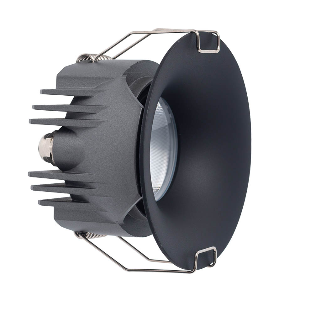 Zwarte Inbouw Ledspot Napels, 7 Watt, Dimbaar, Warm Wit, IP65