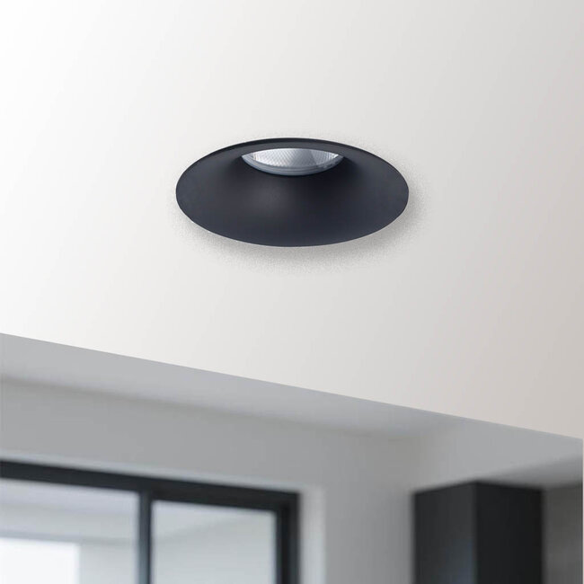 Zwarte Inbouw Ledspot Napels, 7 Watt, Dimbaar,  Warm Wit, IP65