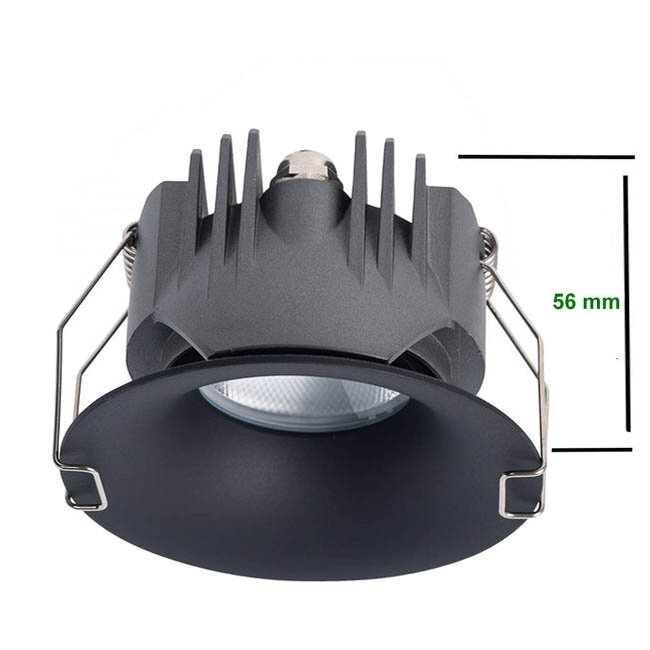 Zwarte Inbouw Ledspot Napels, 7 Watt, Dimbaar,  Warm Wit, IP65