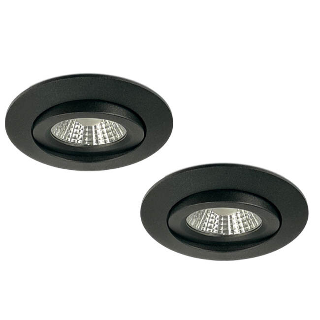 Set van 2 Inbouw Ledspot Praag zwart, 5 Watt, Dimbaar, Warm Wit licht , IP44