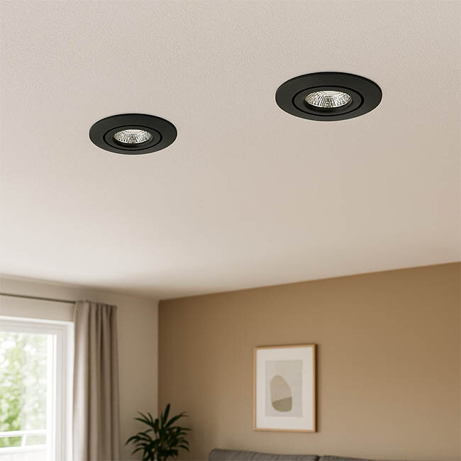 Set van 4 Inbouw Ledspot Praag zwart, 5 Watt, Dimbaar, Warm Wit licht , IP44