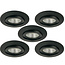 Set van 5 Inbouw Ledspot Praag zwart, 5 Watt, Dimbaar, Warm Wit licht , IP44